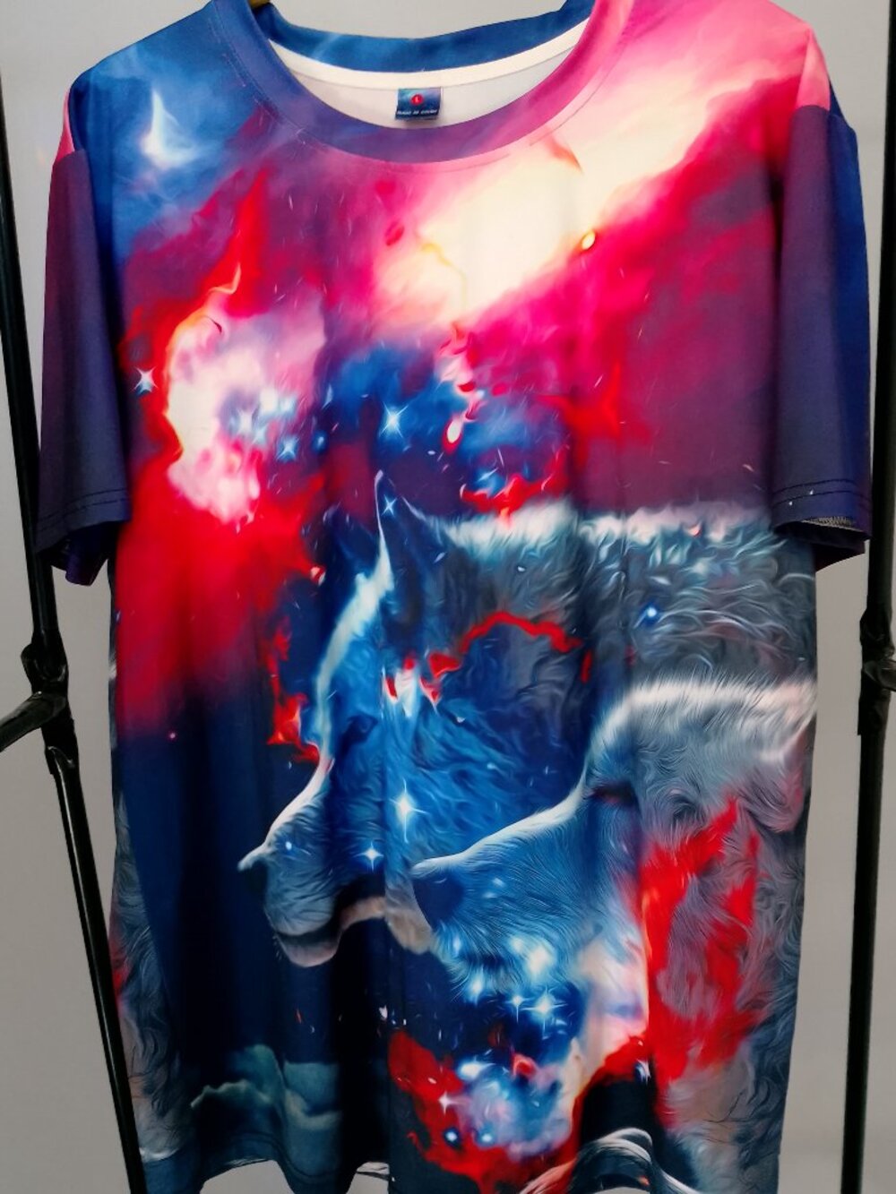 Wolf 3D Blue/Red Full Shirt Graphic T-Shirt Short Sleeve